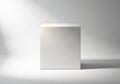 A plain white cube is positioned centrally against a gradient gray Royalty Free Stock Photo