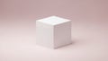 Simple White Cube on a Soft Pink Background with Subtle Shadows geometric shape Royalty Free Stock Photo