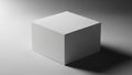 Minimalist White Cube Object with Dramatic Lighting and Shadow on a Light Gray Surface blank Royalty Free Stock Photo
