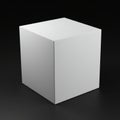 A plain white cube with smooth surfaces is centrally placed against a black backgrou Royalty Free Stock Photo