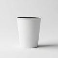 Plain White Disposable Paper Coffee Cup with Black Rim on White Background paper cup disposable cup Royalty Free Stock Photo