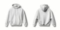 Plain white hoodie front and back view on white background Royalty Free Stock Photo