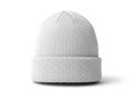 Simple white knitted beanie isolated on white background Royalty Free Stock Photo