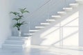 Simple minimalist white empty staircase mock-up