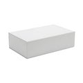 Plain white rectangular cardboard box with closed lid on white background Royalty Free Stock Photo
