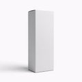 Plain white rectangular cardboard box standing upright against a white background Royalty Free Stock Photo