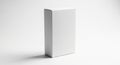 Plain White Cardboard Rectangular Box Standing Upright on a White Surface packaging container Royalty Free Stock Photo