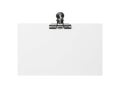 Blank White Clipboard with Metal Spring Clip on Black Background Minimal Setup Royalty Free Stock Photo