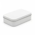 Plain White Rectangular Metal Tin Box with Rounded Edges on White Background metal box container Royalty Free Stock Photo