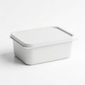 Plain White Rectangular Plastic Food Container with Lid on White Background plastic container Royalty Free Stock Photo