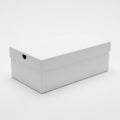 Plain White Rectangular Shoe Box with Lid on White Background packaging container Royalty Free Stock Photo