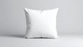 Plain White Square Cushion Mockup on a Light Gray Studio Background pillow Royalty Free Stock Photo
