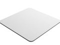 A plain white square object with rounded corners and a black edge on a white background, possibly a mousepad or a piece of Royalty Free Stock Photo