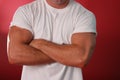Plain white tee on crimson Royalty Free Stock Photo