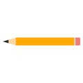 Plain yellow wooden pencil with rubber eraser. Theme for stationery and office supplies. Vector clipart and illustration. Royalty Free Stock Photo