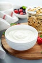 Plain yougurt with granola on side Royalty Free Stock Photo