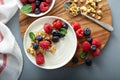 Plain yougurt with granola on side Royalty Free Stock Photo