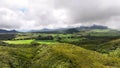 The Plaine des Cafres on Reunion Island filmed from the sky