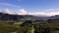 The Plaine des Cafres on Reunion Island filmed from the sky