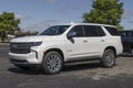 Chevrolet Tahoe SUV display. Chevy is a Division of General Motors and also makes the Trax, Cruze and Traverse Royalty Free Stock Photo