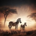 Plains Zebra with foal