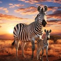 Plains Zebra with foal