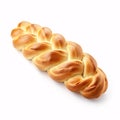 A plaited wheat loaf of Challah Israeli Bread, secluded on a pale