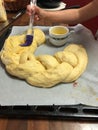 plaited white bread ready for baking