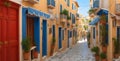 Plaka neighbourhood, the oldest part of Athens, Greece, with narrow streets, tavernas and traditional Greek houses Royalty Free Stock Photo