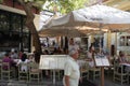 The Plaka is the oldest section of Athens. Area of restaurants, Jewelry stores tourist shops, and cafes. Royalty Free Stock Photo