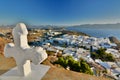 Plaka town from Panagia Thalassitra church. Milos. Cyclades islands. Greece Royalty Free Stock Photo