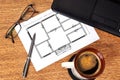 Plan apartament on paper Royalty Free Stock Photo