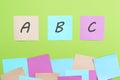 Plan A, B, C on multi colored office stickers. Royalty Free Stock Photo