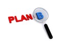 Plan b with magnifying glass on white Royalty Free Stock Photo