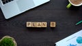 Plan B phrase made on wooden cubes, fallback option, way out of crisis, strategy