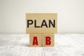 Plan A or Plan B in wooden blocks, Front View Royalty Free Stock Photo