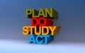 Plan do study act on blue Royalty Free Stock Photo