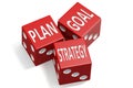 Plan goal and strategy word on red dices