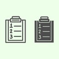 Plan list line and solid icon. Checklist with ranking numbers on clipboard outline style pictogram on white background