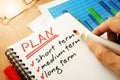 Plan with list short, medium and long term. Royalty Free Stock Photo