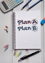 Plan A Plan B word on notebook Royalty Free Stock Photo