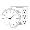 Plan time and work line art icon