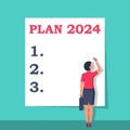 Plan 2024. To do list for next year. Vector illustration flat design