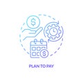 Plan to pay blue gradient concept icon Royalty Free Stock Photo