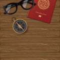 Plan your travel, passport, compass, glasses Royalty Free Stock Photo