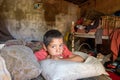 Planaltina, GoaÃÂ¡s, Brazil-July 7, 2018: A poor boy laying on his bed