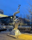 \'Planar & Tubular \' by sculptor Richard Hunt in the sculpture garden of Gene Leahy Mall in Omaha Nebraska. Royalty Free Stock Photo