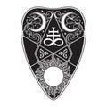 Planchette for spirit talking board vector illustration. Mediumship divination equipment, alchemy, religion, spirituality, Royalty Free Stock Photo