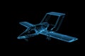 Plane 3D rendered xray blue Royalty Free Stock Photo