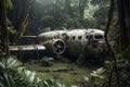 Plane accident jungle. Generate Ai